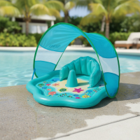SplashPlay – Veilig & Leuk – Baby Zwembad met Zonnescherm | Educatief Speelgoed