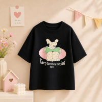 SunnyKids – Comfortabel & Schattig – Oversized T shirt met Cartoon Print 130 (6–7 jaar) / Zwart | Educatief Speelgoed
