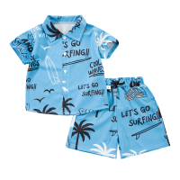 Mini Fashion™   Fris & Vrolijk   Bloemen Jongens Setje Surf Blauw Schets / 80 (9 12 Maanden) | Educatief Speelgoed