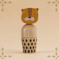 WoodyFriends – Motoriek & Plezier – Houten Dier Stapelspeelgoed Tijger | Educatief Speelgoed