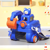 TinyExcavators – Uniek & Functioneel – Graafmachine Waterfles met Rietje Blauw | Educatief Speelgoed