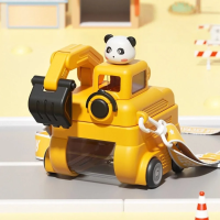 TinyExcavators – Uniek & Functioneel – Graafmachine Waterfles met Rietje Geel | Educatief Speelgoed