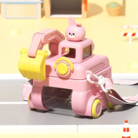 TinyExcavators – Uniek & Functioneel – Graafmachine Waterfles met Rietje Roze | Educatief Speelgoed