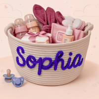 CuddleBasket – Schattig & Persoonlijk – Gepersonaliseerde Luiermand S (21x18cm) / Paars | Educatief Speelgoed