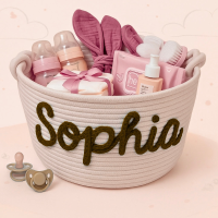 CuddleBasket – Schattig & Persoonlijk – Gepersonaliseerde Luiermand M (24x18cm) / Bruin | Educatief Speelgoed