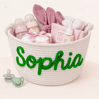 CuddleBasket – Schattig & Persoonlijk – Gepersonaliseerde Luiermand S (21x18cm) / Groen | Educatief Speelgoed