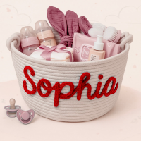 CuddleBasket – Schattig & Persoonlijk – Gepersonaliseerde Luiermand S (21x18cm) / Rood | Educatief Speelgoed