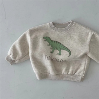 Mini Fashion™   Leuke Dinosaurus Print   Dino Sweater Licht Grijs / 120 (5 jaar) | Educatief Speelgoed