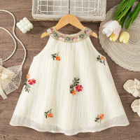 MiniFlora – Lichtgewicht & charmant – Geborduurde jurk voor peutermeisjes Vintage Bloemenprint / 110 (2–3 jaar) | Educatief Speelgoed