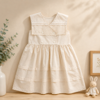 Sleeveless Dress – Elegant & comfortabel – Kanten Kraag Jurk Vintage kant / 110 (4–5 jaar) | Educatief Speelgoed