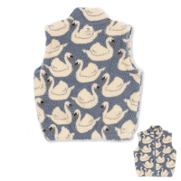 WarmHug – Comfortabel & Trendy – Kinder Fleece Jas met Speelse Prints Vest / Zwaan / 120 (5–6 jaar) | Educatief Speelgoed