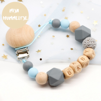 Woods™   Gepersonaliseerde Fopspeen ketting Lichtblauw | Educatief Speelgoed