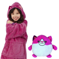 KnuffelHoodie™   Hoodie en knuffel in een!   Warm & Multifunctioneel Roze kat | Educatief Speelgoed