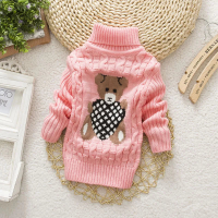 Mini Fashion™   Kabeltrui met rolkraag Rozen met beer / Maat 110 (5 6 jaar) | Educatief Speelgoed