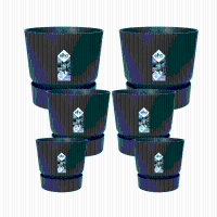 5X Pot elho Greenville zwart (2x D30xH28, 1x D24xH23, 2x D14xH13)