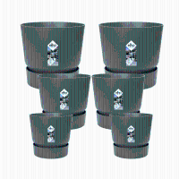 5X Pot elho Greenville groen (2x D30xH28, 1x D24xH23, 2x D14xH13)