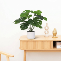 Kunst Monstera Deliciosa inclusief witte pot   50cm