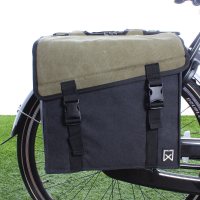 Dubbele fietstas Canvas Tas 101 30L Groen/Zwart