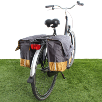 Dubbele fietstas 40L Recycled   Grijs/Geel