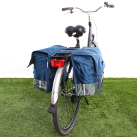 Dubbele fietstas 40L Recycled   Blauw/Groen