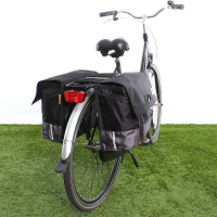 Dubbele fietstas 40L Recycled   Zwart/Grijs