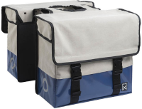 Dubbele fietstas Canvas Tas Plus 30L Naturel/Blauw