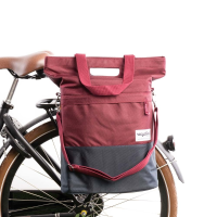 Shopper fietstas 20L Recycled   Bordeauxrood/Grijs