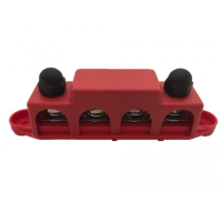 DC plus (+) verdeelrail 4xM10 + 3xM4 Rood