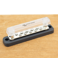 DC Verdeelrail 2xM6 + 10xM4 Zwart met Kap