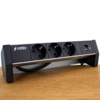 Bureau Stekkerdoos Desk Top Plus, 3xSchuko + USBA/USB C 4.2A   0,6m Prolink kabel