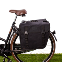 Dubbele Fietstas Canvas Hybride Zwart