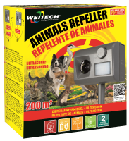 Weitech Ultrasone Dierenverjager 200 m²   Infraroodsensor   Werkt op batterijen of stroom   Garden protector 3    WK0055