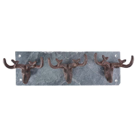 Esschert Design Kapstok   Gietijzeren haakjes op leisteen 'Hert'   L 32,7 cm x B 10,5 cm