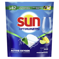 Sun All In One vaatwascapsules 42 stuks   Optimum All in 1   Citroen   Vaatwastabletten met Active Oxygen