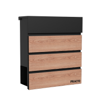 Practo Garden brievenbus   Cannes   mat zwart met houtlook   41x37x13cm