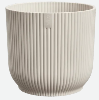 Elho Vibes Fold Rond 18 cm   Linnen Wit   Elegante Witte Plantenpot voor Binnen