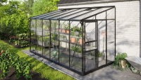 Vitavia Ida muurserre 7,8m² met veiligheidsglas   Zwart   Met dubbele schuifdeur (B120 cm) en fundering