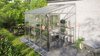 Vitavia Ida muurserre 5,2m² met veiligheidsglas   Aluminium   Met dubbele schuifdeur (B120 cm) en fundering