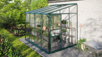 Vitavia Ida muurserre 5,2m² met veiligheidsglas   Donkergroen   Met dubbele schuifdeur (B120 cm) en fundering