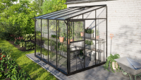 Vitavia Ida muurserre 5,2m² met veiligheidsglas   Zwart   Met dubbele schuifdeur (B120 cm) en fundering