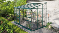 Vitavia Ida muurserre 6,5m² met veiligheidsglas   Donkergroen   Met dubbele schuifdeur (B120 cm) en fundering