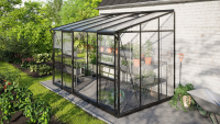 Vitavia Ida muurserre 6,5m² met veiligheidsglas   Zwart   Met dubbele schuifdeur (B120 cm) en fundering