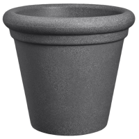 Florus Grace Rim Rond 40cm Bloempot   Antraciet   Met Decoratieve Rand   Voor Binnen & Buiten