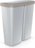 Prosperplast Keden Compacta Q Duo Vuilnisbak   Lichtbruin/Zwart   50 Liter   Dubbel deksel