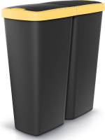 Prosperplast Keden Compacta Q Duo Vuilnisbak   Geel/Zwart   50 Liter   Dubbel deksel