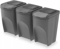Prosperplast Sortibox Afvalscheidingsbakken   Steengrijs   3x 35 Liter   Stapelbaar