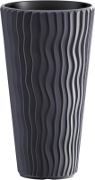 Prosperplast Sandy Slim Hoge Bloempot   Antraciet   70,8 cm hoog   Met binnenpot
