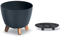 Prosperplast Lamia Bloempot   Ø 23,2 cm   Antraciet   Geribbeld op poten
