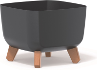 Prosperplast Gracia Square Bloempot op pootjes   Antraciet   29x29 cm   Met waterinzet