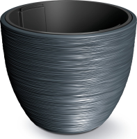 Prosperplast Furu Stripes Bloempot   Antraciet   Ø 47 cm   Met binnenpot